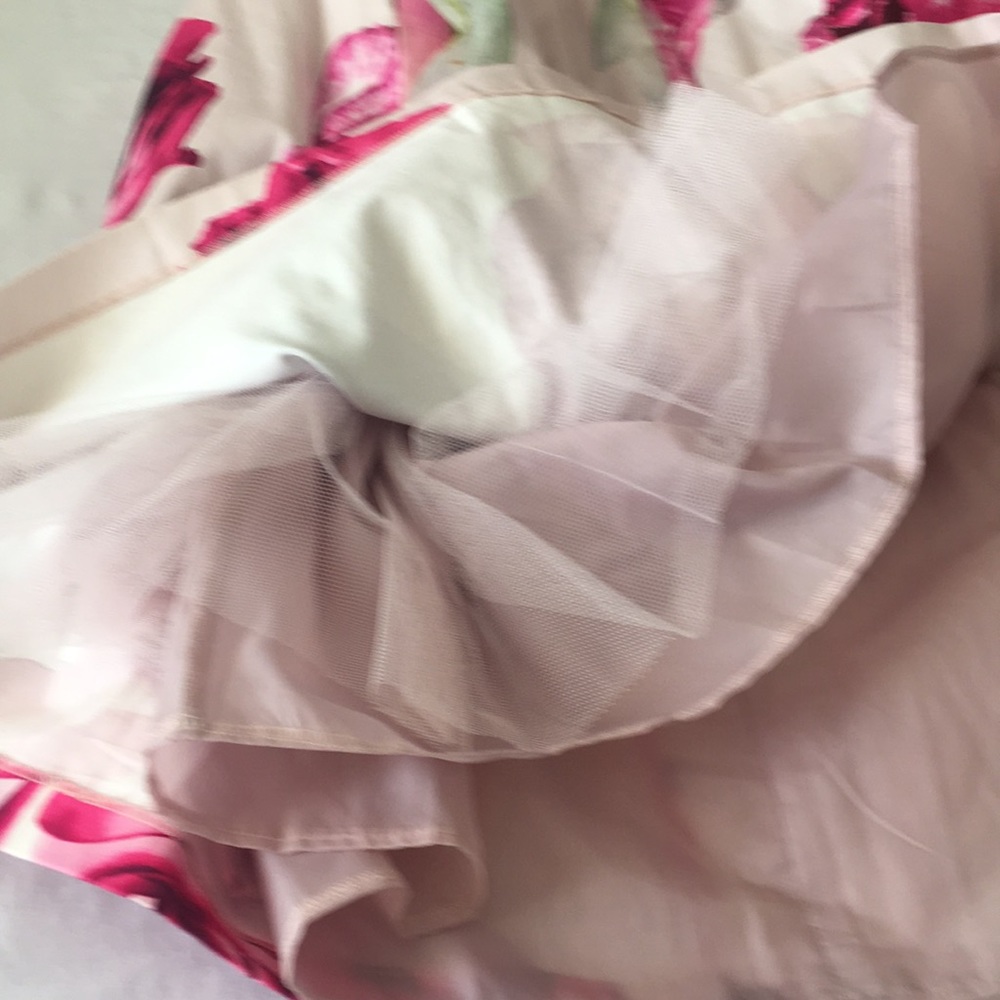 ASOS Bright Pink Floral Bandeau Midi Prom Dress 4 - Picture 6 of 8
